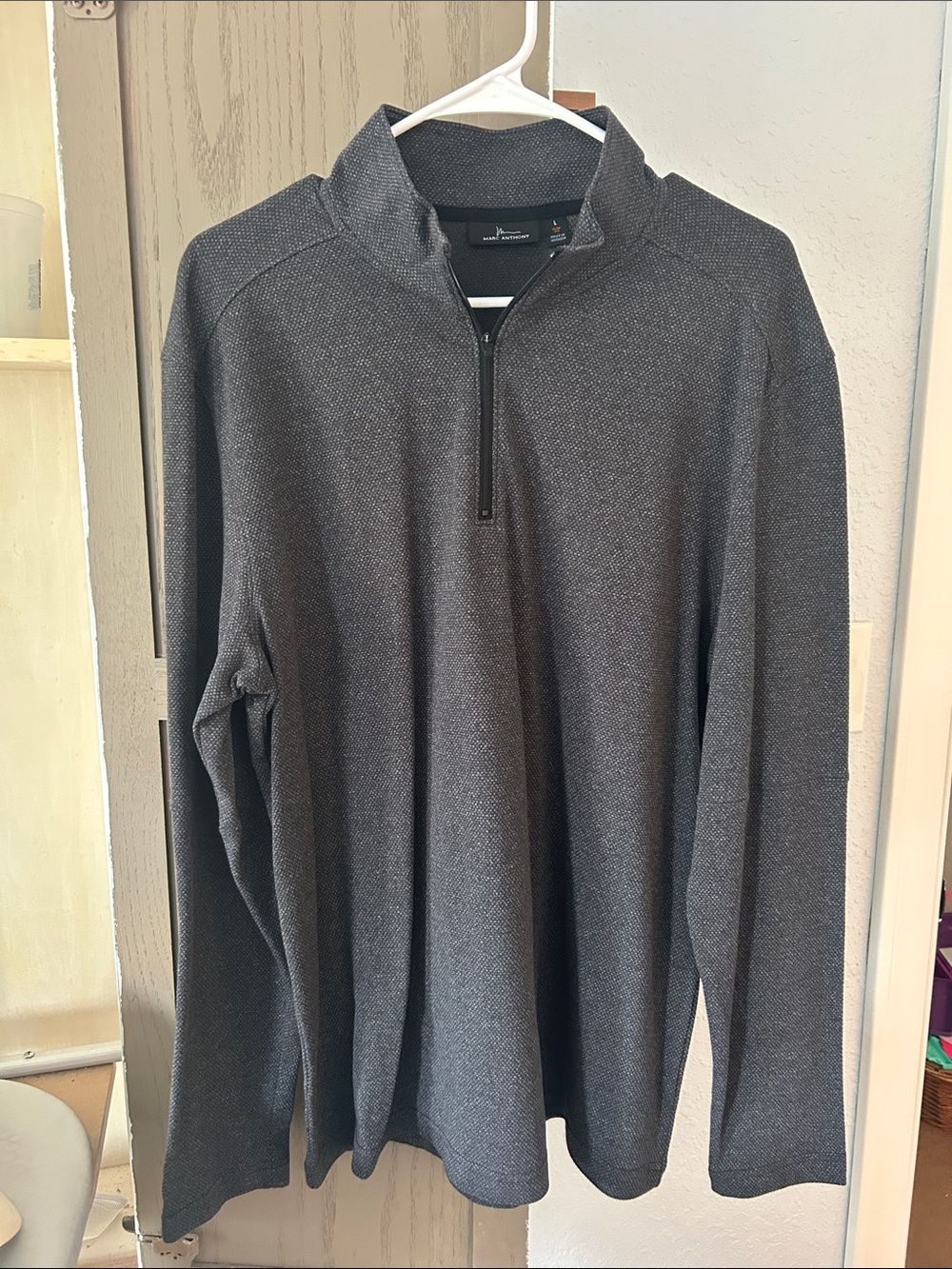 Marc Anthony Men's Charcoal Gray Quarter-Zip Sweater